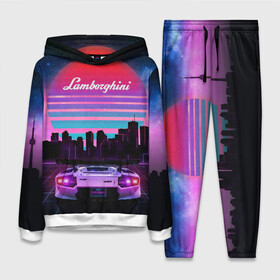 Женский костюм 3D (с толстовкой) с принтом Lamborghini overdrive в Кировске,  |  | 80х | 90х | hotlinemimai | outrun | retrowave | synth | synthwave | гонки | дискотека | драйв | ламборгини | ламборджини | неоновые | ретро | светящиеся | скорость