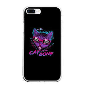 Чехол для iPhone 7Plus/8 Plus матовый с принтом Cat To The Bone в Кировске, Силикон | Область печати: задняя сторона чехла, без боковых панелей | Тематика изображения на принте: 80 | bone | bones | cat | cyber | game | hotline | hotlinemiami | maiami | music | outrun | retro | retrowave | skull | synth | synthwave | игра | кибер | кот | кошка | ретро | череп