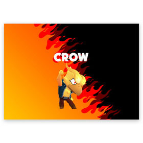 Поздравительная открытка с принтом BRAWL STARS CROW PHOENIX в Кировске, 100% бумага | плотность бумаги 280 г/м2, матовая, на обратной стороне линовка и место для марки
 | Тематика изображения на принте: android | brawl stars | colt | crow | games | leon | penny | poco. | shelly | spike | wanted | брав | бравл старс | звезды | игры | мобильные игры | старс