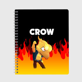 Тетрадь с принтом BRAWL STARS CROW PHOENIX в Кировске, 100% бумага | 48 листов, плотность листов — 60 г/м2, плотность картонной обложки — 250 г/м2. Листы скреплены сбоку удобной пружинной спиралью. Уголки страниц и обложки скругленные. Цвет линий — светло-серый
 | Тематика изображения на принте: android | brawl stars | colt | crow | games | leon | penny | poco. | shelly | spike | wanted | брав | бравл старс | звезды | игры | мобильные игры | старс