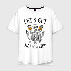 Мужская футболка хлопок Oversize с принтом Хэллоуин в Кировске, 100% хлопок | свободный крой, круглый ворот, “спинка” длиннее передней части | halloween | приколы | скелет | ужасы | хеллоуин | хэллоуин | череп
