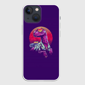 Чехол для iPhone 13 mini с принтом Raptor в Кировске,  |  | 80 | cyber | dinosaur | game | hotline | maiami | music | outrun | retro | retrowave | synth | synthwave | динозавр | игра | кибер | ретро