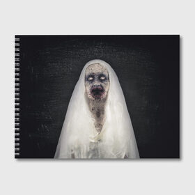 Альбом для рисования с принтом Страшный призрак в Кировске, 100% бумага
 | матовая бумага, плотность 200 мг. | halloween | horror | бабка | приведение | призрак | пятница 13 | страшилки | страшная бабка | страшно | ужасы | хоррор | хэллоуин
