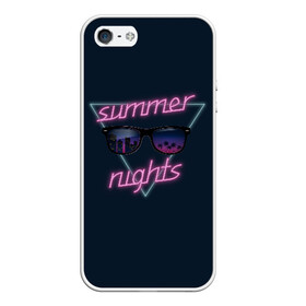 Чехол для iPhone 5/5S матовый с принтом Summer Nights в Кировске, Силикон | Область печати: задняя сторона чехла, без боковых панелей | 80 | cyber | game | hotline | hotlinemiami | maiami | music | nights | outrun | retro | retrowave | summer | synth | synthwave | игра | кибер | лето | ночь | ретро