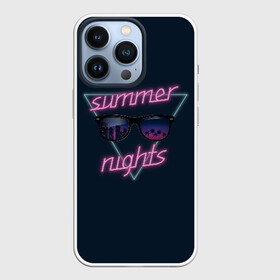 Чехол для iPhone 13 Pro с принтом Summer Nights в Кировске,  |  | Тематика изображения на принте: 80 | cyber | game | hotline | hotlinemiami | maiami | music | nights | outrun | retro | retrowave | summer | synth | synthwave | игра | кибер | лето | ночь | ретро