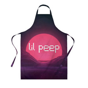 Фартук 3D с принтом lil peep(Logo) в Кировске, 100% полиэстер | общий размер — 65 х 85 см, ширина нагрудника — 26 см, горловина — 53 см, длина завязок — 54 см, общий обхват в поясе — 173 см. Принт на завязках и на горловине наносится с двух сторон, на основной части фартука — только с внешней стороны | cry baby | lil peep | logo | rap | заход солнца | знаменитости. эмо | известный исполнитель | неон | пип | редактируемое лого | реп | розоватый оттенок | рок | рэп | яркий фон