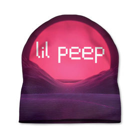 Шапка 3D с принтом lil peep(Logo) в Кировске, 100% полиэстер | универсальный размер, печать по всей поверхности изделия | cry baby | lil peep | logo | rap | заход солнца | знаменитости. эмо | известный исполнитель | неон | пип | редактируемое лого | реп | розоватый оттенок | рок | рэп | яркий фон