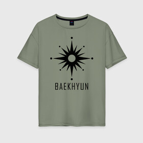 Женская футболка хлопок Oversize с принтом EXO BAND BAEKHYUN в Кировске, 100% хлопок | свободный крой, круглый ворот, спущенный рукав, длина до линии бедер
 | baekhyun | chanyeol | d.o. | exo | exo band | exo k | exo m | kai | kris | lay | luhan | sehun | suho | tao | xiumin | пэкхён | чен | эхо