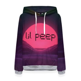 Женская толстовка 3D с принтом lil peep(Black Logo) в Кировске, 100% полиэстер  | двухслойный капюшон со шнурком для регулировки, мягкие манжеты на рукавах и по низу толстовки, спереди карман-кенгуру с мягким внутренним слоем. | cry baby | lil peep | logo | rap | заход солнца | знаменитости. эмо | известный исполнитель | неон | пип | редактируемое лого | реп | розоватый оттенок | рок | рэп | яркий фон