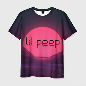 Мужская футболка 3D с принтом lil peep(Black Logo) в Кировске, 100% полиэфир | прямой крой, круглый вырез горловины, длина до линии бедер | cry baby | lil peep | logo | rap | заход солнца | знаменитости. эмо | известный исполнитель | неон | пип | редактируемое лого | реп | розоватый оттенок | рок | рэп | яркий фон