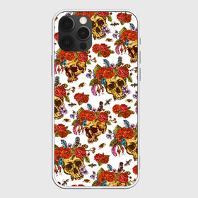 Чехол для iPhone 12 Pro Max с принтом Skulls and Roses в Кировске, Силикон |  | flowers | halloween | rose | skull | tattoo | жуки | насекомые | роза | тату | татуировка | хеллоуин | хэллоуин | цветок | цветы | череп