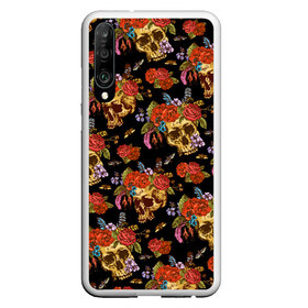 Чехол для Honor P30 с принтом Skulls and Roses в Кировске, Силикон | Область печати: задняя сторона чехла, без боковых панелей | flowers | halloween | rose | skull | tattoo | жуки | насекомые | роза | тату | татуировка | хеллоуин | хэллоуин | цветок | цветы | череп