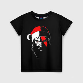 Детская футболка 3D с принтом Santa Kratos в Кировске, 100% гипоаллергенный полиэфир | прямой крой, круглый вырез горловины, длина до линии бедер, чуть спущенное плечо, ткань немного тянется | Тематика изображения на принте: 