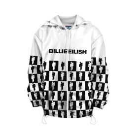 Детская куртка 3D с принтом BILLIE EILISH в Кировске, 100% полиэстер | застежка — молния, подол и капюшон оформлены резинкой с фиксаторами, по бокам — два кармана без застежек, один потайной карман на груди, плотность верхнего слоя — 90 г/м2; плотность флисового подклада — 260 г/м2 | be | billie | billie eilish | blohsh | ghoul | билли | билли айлиш