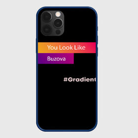 Чехол для iPhone 12 Pro с принтом gradient buzova в Кировске, силикон | область печати: задняя сторона чехла, без боковых панелей | buzova | face | faces | funny | gradient | instagaram | network | neural | neural network | бузова | инстаграм | лица | нейросеть | прикол | приложение