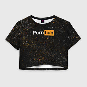 Женская футболка Cropp-top с принтом PornHub в Кировске, 100% полиэстер | круглая горловина, длина футболки до линии талии, рукава с отворотами | hub | хаб