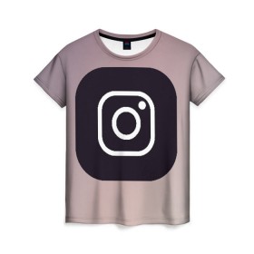 Женская футболка 3D с принтом instagram(logo and background) в Кировске, 100% полиэфир ( синтетическое хлопкоподобное полотно) | прямой крой, круглый вырез горловины, длина до линии бедер | instagram | logo | инстаграм | лого | мягкие цвета | приложение | простая картинка | фотоаппарат | черная картинка | черный | черный значок | черный цвет