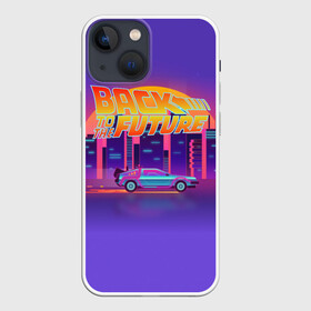 Чехол для iPhone 13 mini с принтом Назад в будущее в Кировске,  |  | back to the future | delorean | dmc | hotlinemimai | outrun | retrowave | synth | synthwave | делориан | мода | неоновые | ретро | светящиеся | стиль | фантастика | фильм