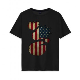 Женская футболка хлопок Oversize с принтом USA inside в Кировске, 100% хлопок | свободный крой, круглый ворот, спущенный рукав, длина до линии бедер
 | amerika | fbi | nasa | russia | usa | америка | америки | внтури | россия | соединенные | страна | сша | флаг | штаты