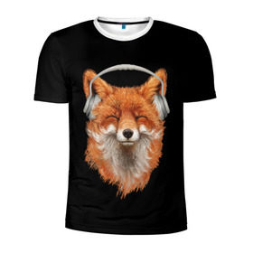 Мужская футболка 3D спортивная с принтом Лиса в наушниках в Кировске, 100% полиэстер с улучшенными характеристиками | приталенный силуэт, круглая горловина, широкие плечи, сужается к линии бедра | Тематика изображения на принте: 20 | 2020 | 2k20 | 2к20 | animal | animals | forest | fox | headphones | music | new year | redhead | smile | животное | животные | зима | лес | лис | лиса | лисица | музыка | наушники | новый год | рыжая | смайл | улыбка | фыр