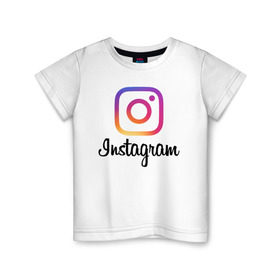 Детская футболка хлопок с принтом Instagram в Кировске, 100% хлопок | круглый вырез горловины, полуприлегающий силуэт, длина до линии бедер | Тематика изображения на принте: application | instagram | инстаграм | приложение