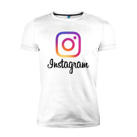 Мужская футболка премиум с принтом Instagram в Кировске, 92% хлопок, 8% лайкра | приталенный силуэт, круглый вырез ворота, длина до линии бедра, короткий рукав | application | instagram | инстаграм | приложение
