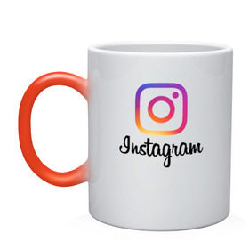 Кружка хамелеон с принтом Instagram в Кировске, керамика | меняет цвет при нагревании, емкость 330 мл | application | instagram | инстаграм | приложение
