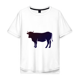 Мужская футболка хлопок Oversize с принтом Корова(темно-синий неон) в Кировске, 100% хлопок | свободный крой, круглый ворот, “спинка” длиннее передней части | animals | neon | животные | звери | корова | коровка | коровы | неон | прикольная картинка