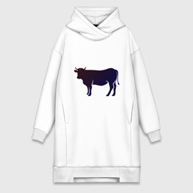 Платье-худи хлопок с принтом Корова(темно синий неон) в Кировске,  |  | animals | neon | животные | звери | корова | коровка | коровы | неон | прикольная картинка