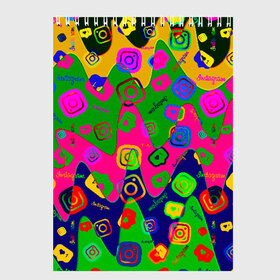 Скетчбук с принтом Instagram в Кировске, 100% бумага
 | 48 листов, плотность листов — 100 г/м2, плотность картонной обложки — 250 г/м2. Листы скреплены сверху удобной пружинной спиралью | application | instagram | инстаграм | приложение