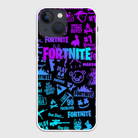 Чехол для iPhone 13 mini с принтом FORTNITE x MARSHMELLO NEON | НЕОН в Кировске,  |  | fortnite | fortnite x | marshmello | маршмелло | фортнайт