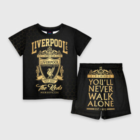 Детский костюм с шортами 3D с принтом Ливерпуль в Кировске,  |  | liverpool | liverpool fc | ynwa | you never walk alone | ливерпуль | фан ливерпуля | фанатская | футбол | футболист | футбольный клуб | энфильд