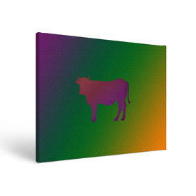 Холст прямоугольный с принтом Корова(трехцветный градиент) в Кировске, 100% ПВХ |  | animals | животные | звери | корова | коровка | коровы | мягкий цвет | прикольная картинка | простая картинка