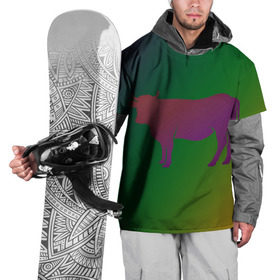 Накидка на куртку 3D с принтом Корова(трехцветный градиент) в Кировске, 100% полиэстер |  | animals | животные | звери | корова | коровка | коровы | мягкий цвет | прикольная картинка | простая картинка
