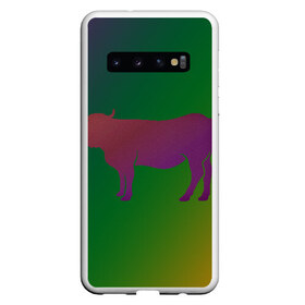 Чехол для Samsung Galaxy S10 с принтом Корова(трехцветный градиент) в Кировске, Силикон | Область печати: задняя сторона чехла, без боковых панелей | animals | животные | звери | корова | коровка | коровы | мягкий цвет | прикольная картинка | простая картинка