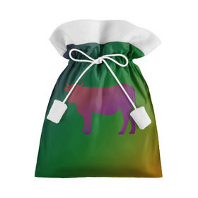 Подарочный 3D мешок с принтом Корова(трехцветный градиент) в Кировске, 100% полиэстер | Размер: 29*39 см | animals | животные | звери | корова | коровка | коровы | мягкий цвет | прикольная картинка | простая картинка