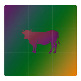Магнитный плакат 3Х3 с принтом Корова(трехцветный градиент) в Кировске, Полимерный материал с магнитным слоем | 9 деталей размером 9*9 см | animals | животные | звери | корова | коровка | коровы | мягкий цвет | прикольная картинка | простая картинка