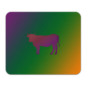 Коврик для мышки прямоугольный с принтом Корова(трехцветный градиент) в Кировске, натуральный каучук | размер 230 х 185 мм; запечатка лицевой стороны | animals | животные | звери | корова | коровка | коровы | мягкий цвет | прикольная картинка | простая картинка