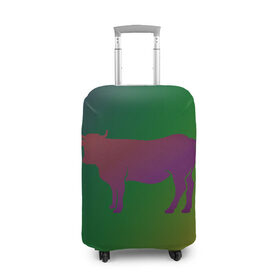 Чехол для чемодана 3D с принтом Корова(трехцветный градиент) в Кировске, 86% полиэфир, 14% спандекс | двустороннее нанесение принта, прорези для ручек и колес | animals | животные | звери | корова | коровка | коровы | мягкий цвет | прикольная картинка | простая картинка