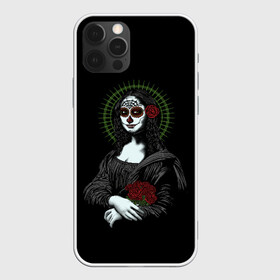 Чехол для iPhone 12 Pro с принтом Mona Lisa - Santa Muerte в Кировске, силикон | область печати: задняя сторона чехла, без боковых панелей | dead | death | lisa | mona | muerte | muertos | santa | день | искуство | картина | лиза | мона | муэрте | муэртес | муэртос | роза | розы | санта | тату | татуировка | цветы | череп