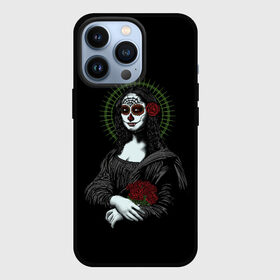 Чехол для iPhone 13 Pro с принтом Mona Lisa   Santa Muerte в Кировске,  |  | Тематика изображения на принте: dead | death | lisa | mona | muerte | muertos | santa | день | искуство | картина | лиза | мона | муэрте | муэртес | муэртос | роза | розы | санта | тату | татуировка | цветы | череп