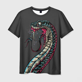 Мужская футболка 3D с принтом Viper в Кировске, 100% полиэфир | прямой крой, круглый вырез горловины, длина до линии бедер | Тематика изображения на принте: animals | art | poison | snake | venom | venomous | viper | арт | гадюка | животное | животные | змеи | змей | змея | картинка | картинки | прикольная | прикольные | яд | ядовитая | ядовитый