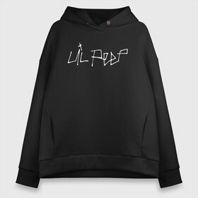 Женское худи Oversize хлопок с принтом LIL PEEP в Кировске, френч-терри — 70% хлопок, 30% полиэстер. Мягкий теплый начес внутри —100% хлопок | боковые карманы, эластичные манжеты и нижняя кромка, капюшон на магнитной кнопке | lil peep | lil prince | pink | зарубежная музыка | лил пип | маленький принц