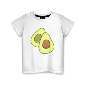 Детская футболка хлопок с принтом Авокадо в Кировске, 100% хлопок | круглый вырез горловины, полуприлегающий силуэт, длина до линии бедер | Тематика изображения на принте: avocados | авокадо | веганский | вегетарианский | вегетарианское | еда | едой | еды | зеленое | зелёные | зеленый | фрукт | фруктами | фруктовое | фруктовый | фрукты