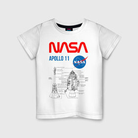 Детская футболка хлопок с принтом Nasa Apollo 11 (двухсторонняя) в Кировске, 100% хлопок | круглый вырез горловины, полуприлегающий силуэт, длина до линии бедер | apollo 11 | apolo 11 | apolon 11 | аполлон 11 | аполон 11 | наса | насса