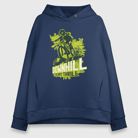 Женское худи Oversize хлопок с принтом Downhill в Кировске, френч-терри — 70% хлопок, 30% полиэстер. Мягкий теплый начес внутри —100% хлопок | боковые карманы, эластичные манжеты и нижняя кромка, капюшон на магнитной кнопке | downhill | велосипед | велосипедист | велоспорт | скоростной спуск | экстрим