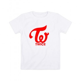 Детская футболка хлопок с принтом TWICE в Кировске, 100% хлопок | круглый вырез горловины, полуприлегающий силуэт, длина до линии бедер | 