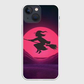 Чехол для iPhone 13 mini с принтом The Witch(Happy Halloween) в Кировске,  |  | Тематика изображения на принте: halloween | halloweenparty | witch | в подарок | ведьма | ведьмочка | вечеринка | детский дизайн | детский рисунок | для подарка | закат солнца | мягкие цвета | пати | хэллоуин