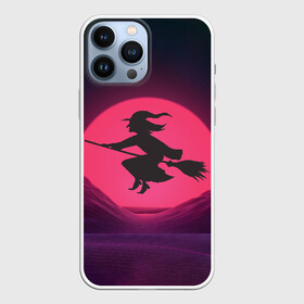 Чехол для iPhone 13 Pro Max с принтом The Witch(Happy Halloween) в Кировске,  |  | halloween | halloweenparty | witch | в подарок | ведьма | ведьмочка | вечеринка | детский дизайн | детский рисунок | для подарка | закат солнца | мягкие цвета | пати | хэллоуин