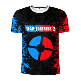 Мужская футболка 3D спортивная с принтом TEAM FORTRESS 2 RED VS BLUE в Кировске, 100% полиэстер с улучшенными характеристиками | приталенный силуэт, круглая горловина, широкие плечи, сужается к линии бедра | Тематика изображения на принте: fortress 2 | team 2 | team fortress | team fortress 2 | тим 2 | тим фортрес. | тим фортресс | тим фортресс 2 | фортресс 2